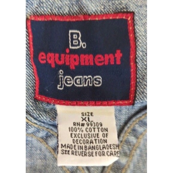 BUM Equipment Baggy Overalls Y2K HipHop Style VTG 90s SpellOut Blue Denim Sz XL - Picture 7 of 10